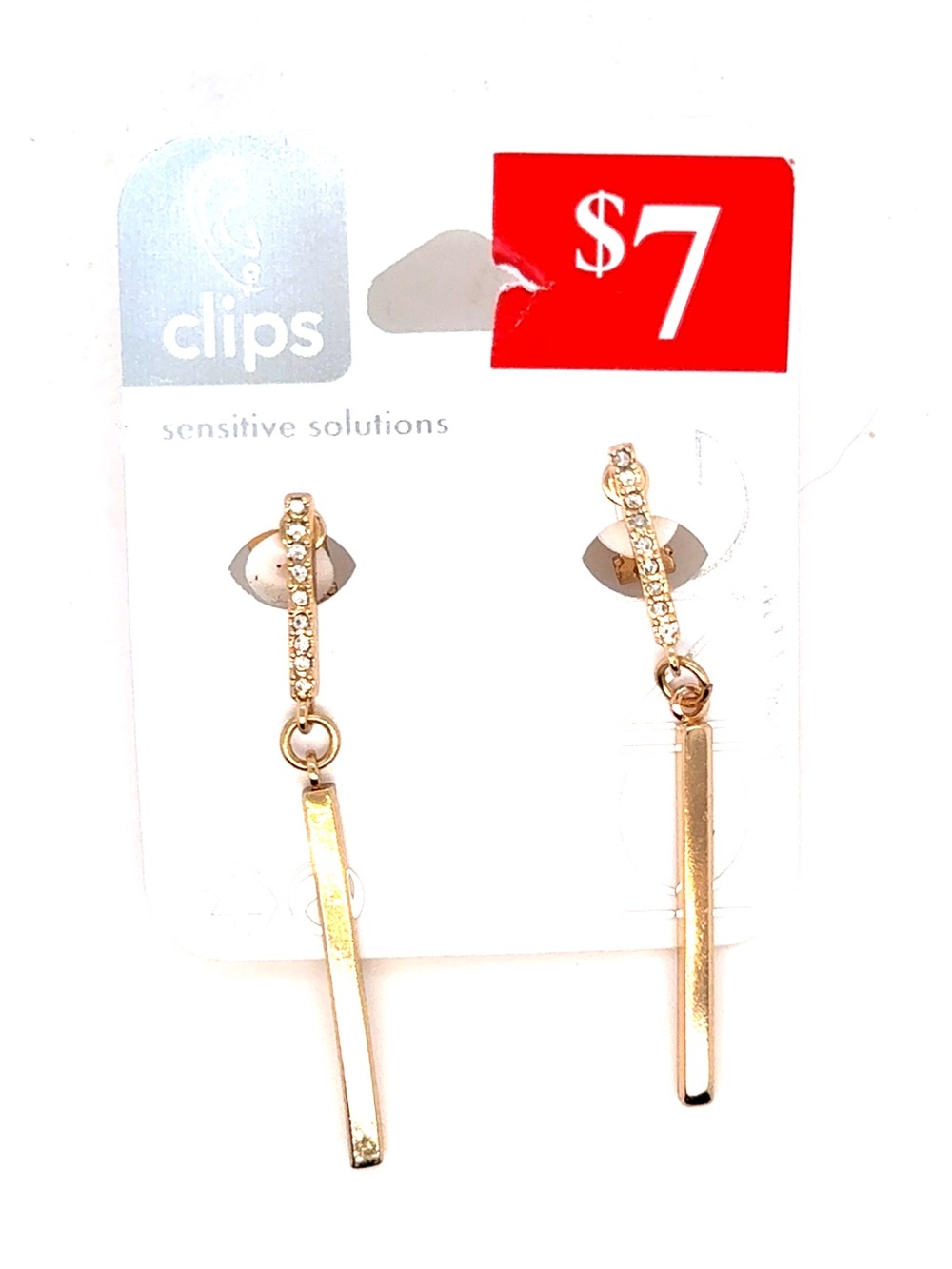 Icing Gold Bar Drop Earrings with Rhinestone Accents